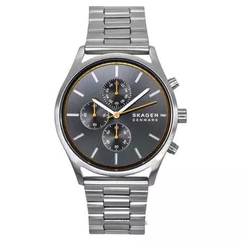 Мужские часы Skagen Holst Chronograph из нержавеющей стали с серым циферблатом Sunray Quartz SKW6926 серый/солнечный луч