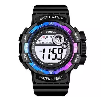 Мужские часы, спортивные многофункциональные светящиеся светодиодные цифровые наручные часы, водонепроницаемые часы с календарем, часы чёрный
