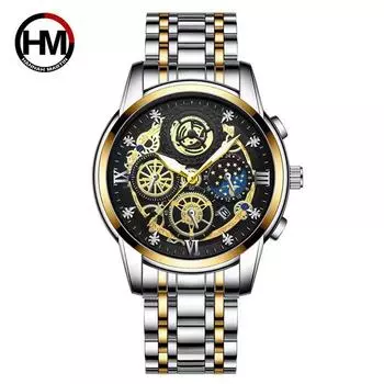 Мужские часы Светящиеся прозрачные кварцевые часы Мужские роскошные водонепроницаемые часы из нержавеющей стали Мужские часы