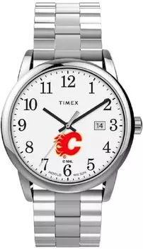 Мужские часы TIMEX EasyReader 38 мм с удлиненным ремешком, Calgary Flames, легко читаемые, 38 мм.