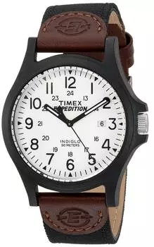 Мужские часы Timex TW4B08200 Expedition Acadia, цвет черный, коричневый, белый, кожа, нейлоновый ремешок