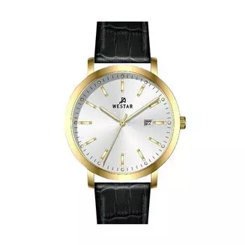 Мужские часы Westar Profile с кожаным ремешком и серебряным циферблатом 50216GPN107 серебряный