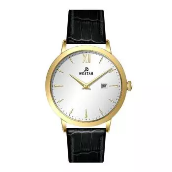 Мужские часы Westar Profile с кожаным ремешком и серебряным циферблатом 50214GPN107 серебряный