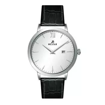 Мужские часы Westar Profile с кожаным ремешком и серебряным циферблатом 50214STN107 серебряный