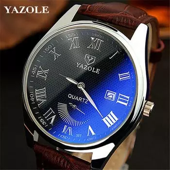 Мужские часы YAZOLE, модные деловые часы с календарем, водонепроницаемые, светящиеся в темноте, с двумя булавками, получасы, мужские часы