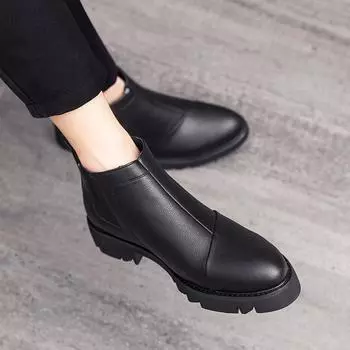 Мужские челси мотоциклетные ботинки Wingtip платье формальные черные кожаные ботильоны смокинг свадебные блейзеры седловидные туфли EU:38 чёрный