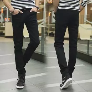 Мужские черные эластичные облегающие джинсы - весна/осень в корейском стиле 33