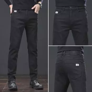 Мужские черные эластичные узкие прямые джинсы Xintang Size 33 (Waist 2.6 feet) 150 lbs