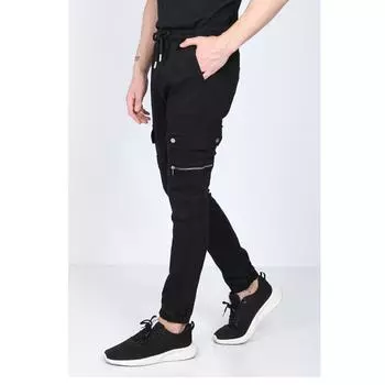 Мужские черные брюки-джоггеры с карманами карго