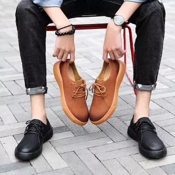 Мужские черные кожаные ботинки на открытом воздухе с низким верхом, нескользящая коричневая походная обувь больших размеров 39 чёрный