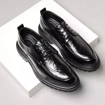 Мужские черные кожаные туфли-броги — официальный британский стиль для деловых и повседневных мероприятий, а также свадебных торжеств. 44 коричневый