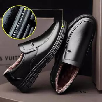 Мужские черные кожаные туфли, черные классические мужские ботильоны без застежек, повседневная деловая обувь для работы, роскошная обувь высокого качества 38