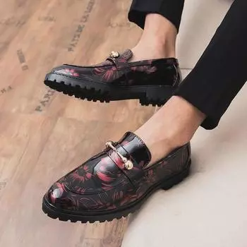 Мужские черные кожаные туфли в британском стиле с узлом — формальная и повседневная одежда 39 красный