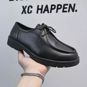 Мужские черные кожаные туфли в деловом стиле — корейский британский стиль, универсальные и модные 42