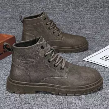 Мужские черные кожаные высокие ботинки Martin - осень 2024 г. Повседневная и защитная рабочая обувь для отдыха на открытом воздухе 42 коричневый