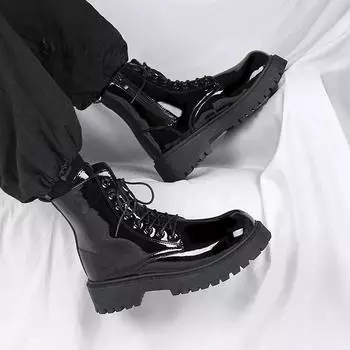 Мужские черные кожаные высокие мотоциклетные ботинки Martin 2024 года — британский стиль, повседневные и модные на осень 39 Heightened