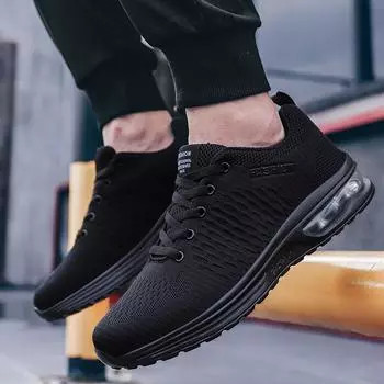 Мужские черные кроссовки 37-47, летние дышащие кроссовки для бега, повседневная обувь, кроссовки, женские кроссовки большого размера 37 чёрный