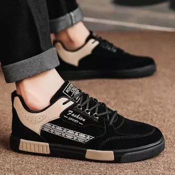 Мужские черные кроссовки для скейтбординга, уличные кроссовки для студентов, низкие повседневные теннисные туфли, большой размер EU: 39 чёрный