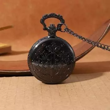 Мужские черные кварцевые карманные часы на цепочке + подарочная коробка для мужчин