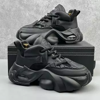 Мужские черные модные кроссовки - лето 2024 г.: Усиленная подошва, подходит для работы и спорта 43