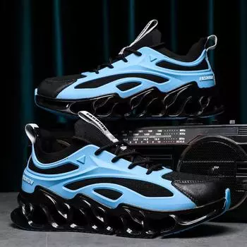 Мужские черные низкие туфли Blade: Амортизирующие, увеличивающие рост, модные сетчатые кроссовки 2025 года EU 39 чёрный/синий