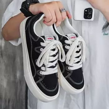 Мужские черные парусиновые туфли, обувь бренда National Tide, повседневные туфли Tide на весну и осень 39 чёрный