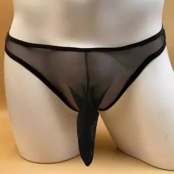 Мужские черные полупрозрачные сексуальные тонкие трусы Varsbaby S