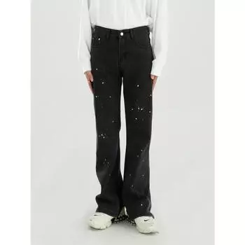 Мужские черные, серые джинсы в стиле ретро с персонализированными крапчатыми чернилами Micro Rage Edge, корейское издание, мужские джинсы S черный серый