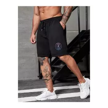 Мужские черные шорты с принтом