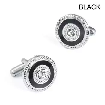 Мужские черные синие круглые запонки-манжеты с эмалью синий
