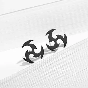 Мужские черные спиральные серьги-гвоздики в стиле панк для женщин и девочек, модные серьги из нержавеющей стали, персонализированные ювелирные изделия серебряный