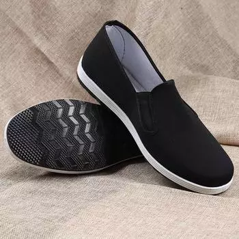 Мужские черные туфли Old Beijing из ткани — дышащая, нескользящая, износостойкая, повседневная обувь на весну и осень для людей среднего и пожилого возраста. 47
