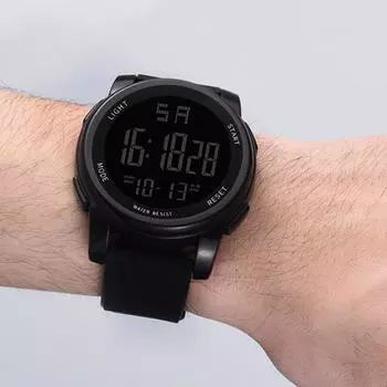 Мужские цифровые будильники со светящейся датой, многофункциональные спортивные часы чёрный