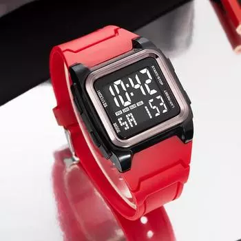 Мужские цифровые часы, водонепроницаемые, мужские спортивные часы, светящиеся часы для бега на открытом воздухе, для студентов, детей, фитнеса, наручные часы красный