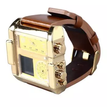 Мужские цифровые спортивные часы со светодиодным большим циферблатом, секундомером, будильником, водонепроницаемые электронные наручные часы в золотом корпусе