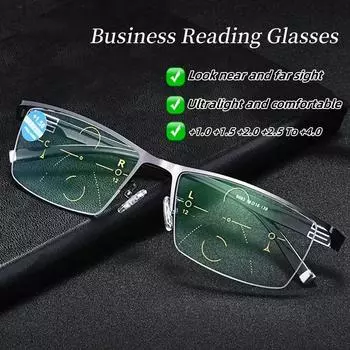 Мужские деловые бифокальные очки для чтения унисекс прогрессивные очки для коррекции зрения классические очки для близи и дали пресбиопия +1.0