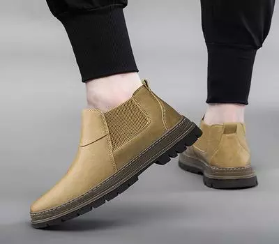 Мужские деловые ботинки «Челси» в минималистичном стиле для джентльмена, для отдыха на природе, для прогулок, для офиса, для вечеринок. Лидер продаж -45 37 чёрный