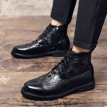 Мужские деловые ботинки, весенне-осенние мужские повседневные туфли из искусственной кожи, мужские удобные деловые оксфорды, простые модные ботильоны 38 чёрный