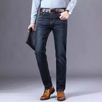 Мужские деловые брюки, осенне-зимние эластичные джинсовые брюки 28 чёрный