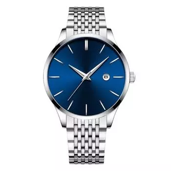 Мужские деловые часы со стальным ремнем, кварцевые часы с тремя глазами и календарем One Size