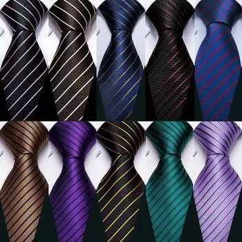 Мужские деловые классические шелковые галстуки Barry.Wang, комплект запонок в полоску, формальный кауал N-0313