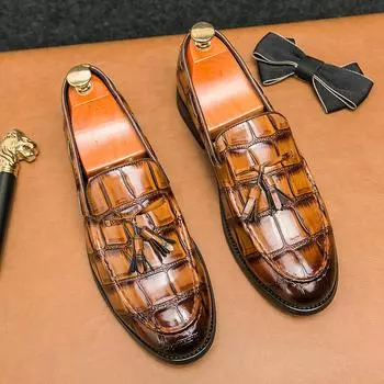 Мужские деловые кожаные туфли для жениха, свадебные туфли для ночного клуба, парикмахерские туфли с бахромой, мужские туфли 38