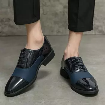Мужские деловые кожаные туфли Классические джентльменские туфли в стиле ретро для отдыха на природе, вечеринки, повседневные, деловые, офисные, свадебные туфли для жениха 38 чёрный