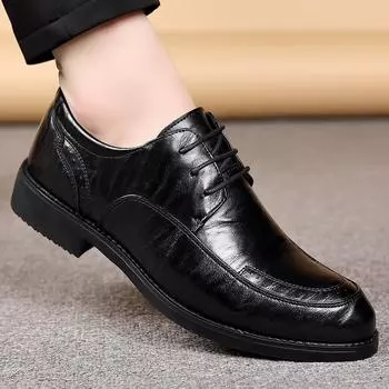 Мужские деловые кожаные туфли Модный джентльменский стиль Отдых на природе Деловая вечеринка Повседневный офис Свадьба Элегантная качественная обувь 38 чёрный