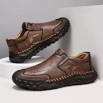 Мужские деловые кожаные туфли Мокасины Дышащие мужские повседневные лоферы Мужские кроссовки 39 чёрный