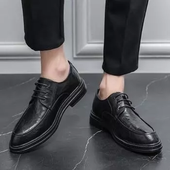 Мужские деловые кожаные туфли в классическом ретро-стиле для джентльменов, вечеринок, свадеб, отдыха, бизнеса, офиса, мужская обувь, лидер продаж 38 чёрный
