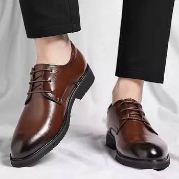 Мужские деловые кожаные туфли в классическом ретро-стиле для джентльмена, для отдыха, бизнеса, вечеринки, свадьбы, жениха, коричневого и черного цвета, для взрослых, офисные туфли 38 чёрный