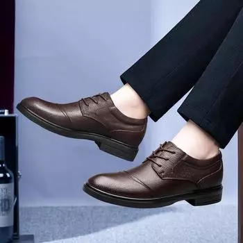 Мужские деловые кожаные туфли верхнего слоя, брендовые дышащие повседневные туфли, амортизирующая обувь, плюшевые и теплые кожаные туфли 36