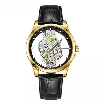 Мужские деловые кварцевые часы, новые водонепроницаемые часы с полым циферблатом и поясом для мужчин