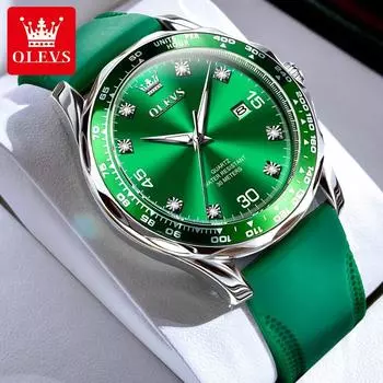 Мужские деловые кварцевые часы с силиконовым ремешком, водонепроницаемые, с календарем и светящимся циферблатом, универсальные модные часы с бриллиантовой инкрустацией золотой/чёрный